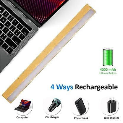 MIOBLUE Wireless Picture Lights with Remote - Rechargeable Battery Art Display Light - 16" Full Metal Accent Light for Paintings - color: -Gold, size: 16inch