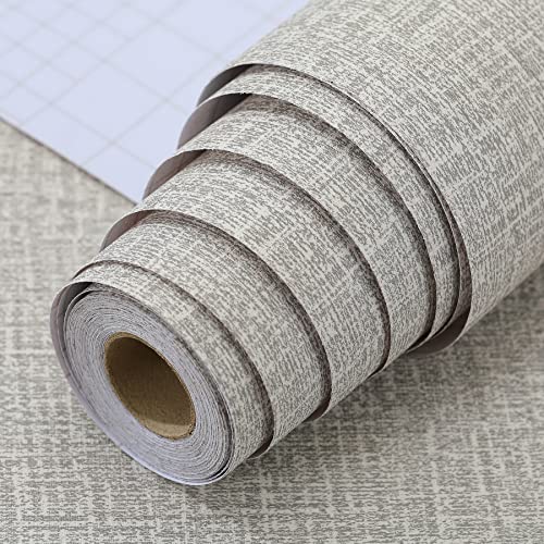 Peel and Stick Wallpaper Grey Grass Cloth Wall Paper - 15.7 x 98 Inch Self Adhesive Wallpaper Peel and Stick, Easy to Paste Wall Contact Paper for Stand Liner, Table and Door Makeover Decor - color: Linen Grey, size: 15.7" x 98"