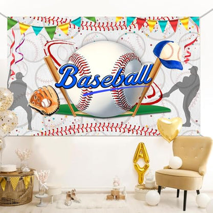 Baseball Birthday Backdrop Baseball Sports Theme Photography Background Sport Themed Party Decorations Banner for Baby Shower Kids Boys Teenager Photo Booth Studio Props 9x6ft FU051DX - size: 9x6ft