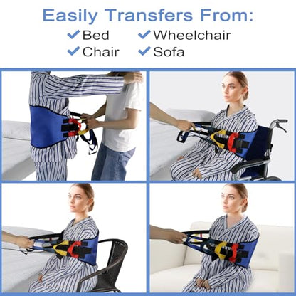 Transfer Belt Transfer Sling - Padded Gait Belt - Heavy Duty Patient Lift, Mobility Standing and Lifting Aid for Disabled, Elderly, Injured - Safely Move from Bed and Wheelchair (Blue) - color: Blue 1