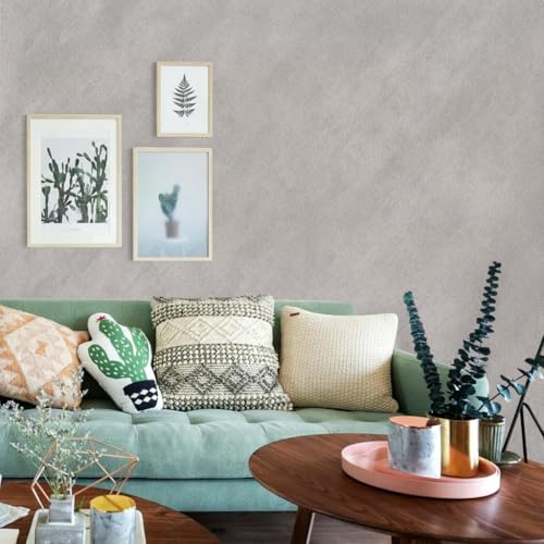 Gray Ash Limewash Wallpaper Peel and Stick 16'' x118'' Light Grey Concrete Contact Paper Self Adhesive Waterproof Wash White Matte Texture Plaster Vinyl for Living Room Kitchen Bathroom Furniture - size: 16" x 118"