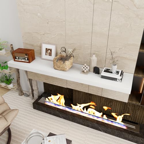 Fun Memories White Floating Shelves 55 Inch Long, 12 Inch Deep Floating Shelves for Wall, 55 x 12 Large Wall Shelf for Fireplace Mantel, 2 Inch Thick Storage Shelves for Living Room, Bedroom, 1 Pack - color: White, size: 55"W x 12"D, 1 Pack