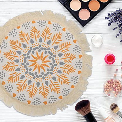 Boho Photography Prop Mat, Boho Decorative Mat with Exquisite Pattern and Tassel Design, Insulation Pad for Table Decoration, Photo Shoots, and DIY Wax Melting