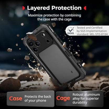 SMALLRIG Mobile Video Cage for iPhone 17 Pro, Case with T-Mount Lens Backplate and 17mm Threaded Lens Backplate, TPU Soft Frame, Aluminium Phone Rig for Videography Recording Vlog, Basic Edition-5545 - style: Basic Cage