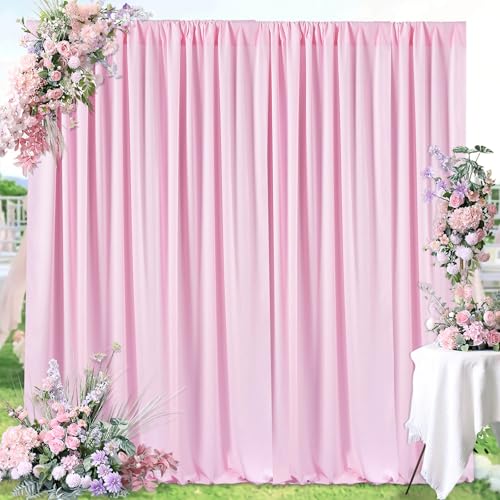 10ft x 8ft Pink Backdrop Curtain for Parties Pink Polyester Photography Backdrop Drapes for Birthday Wedding Birthday Baby Shower 2 Panels 5ft x 8ft - color: Pink, size: 5ft x 8ft 2 Panels