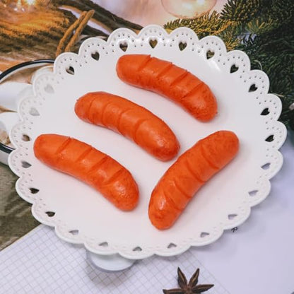 4PCS Funny Artificial Hot Dog Fake Lifelike Sausage Model Ornament Simulated Food Photography Props for Home Party Tabletop Decoration