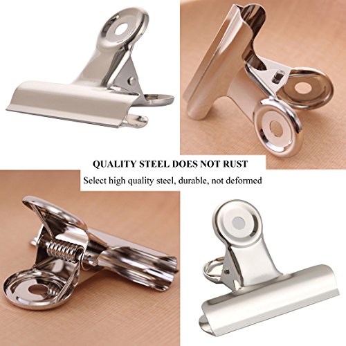 Coideal Silver Metal Hinge Clips - 20 Pack 2 Inch Large Bull Binder Paper Clips Clamp for Office Pictures Photos, Kitchen Food Bags (50mm) - color: Silver