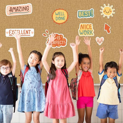 Brown Burlap Texture Classroom Bulletin Board Decorations Fabric 47x141inch Brown Burlap Grain Classroom Background for Wall Backdrop, DIY Craft, Bulletin Board, Pillow, Curtain, Reusable, Easy to Cut - style: Weave