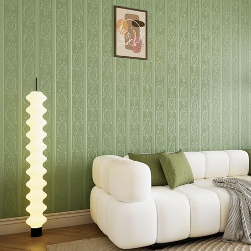 JiffDiff Wallpaper Peel and Stick Textured,3D Embossed Wall Paper Stick on Wallpaper Modern Waterproof Self Adhesive Contact Paper(17.3" x 800",Green) - color: Green, size: 17.3" x 800"