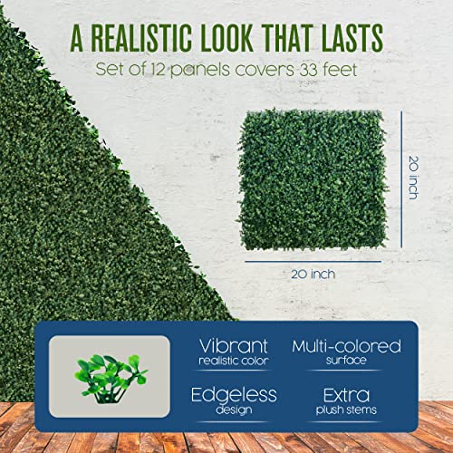 Houseables Grass Wall Panels, Boxwood Panels, Greenery Wall, Grass Backdrop, Greenery Backdrop, Artificial Green Decor, Faux Hedge, Fake Plant Squares, Indoor and Outdoor Decoration, 20"x20", 12 Pack - color: Boxwood Panels