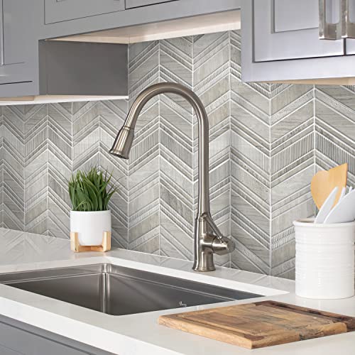4 x 5 Wooden Gray Textured Chevron Marble Mosaic Sample Tile Having 1 sqft Coverage - color: Wooden Gray, size: Sample Swatch (4 x 5 in)