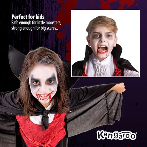 Kangaroo Halloween Fake Blood for Clothes - Liquid Washable Fake Red Fluid for Zombie Vampire Costumes Accessories Cosplay Adults and Kids Theatrical Fake Blood – Safe, Non-Toxic Halloween Makeup Prop