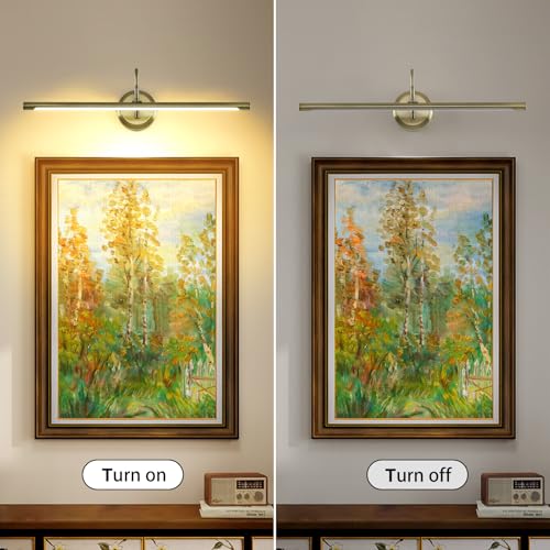 JOOSENLUX Modern LED Picture Lights Mini Accent Spotlights Brief Metal Artwork Display Lamp 24.4“ Inch14W(70W Eqv.),Natural White 3000K,Hardwired Swing Arm,Antique Bronze - color: Hard-Wired Antique Bronze, size: Dimmable 24.4 inch