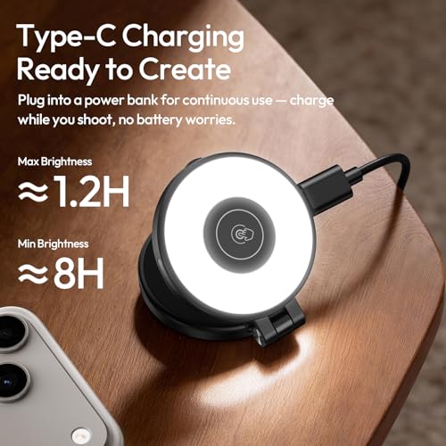 ULANZI LM21 Selfie Light for Phone - Dual Sided Magnetic Ring Light for iPhone/Android with Magsafe, 8000K CRI ≥95 LED Rechargeable Phone Fill Video Light for Photo, TikTok, Makeup, Live Stream, Vlog - color: Black