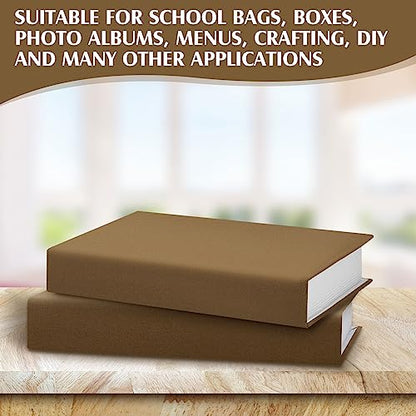PerKoop Book Cloth for Book Binding 40 x 16 Inch Fabric Surface Paper Backed Bookcover Archival European Durable Strong Bookbinding Supplies Cover Books Album Scrapbooking (Brown) - color: Brown