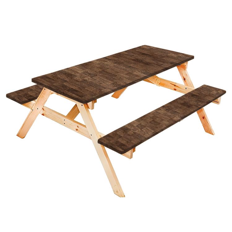 Hardwood Floor Texture Wooden Parquet Picnic Table Cover with Bench Covers Fitted Rectangle Tables and Seats Camping Picnic Essentials Accessories - color: Wooden Texture20