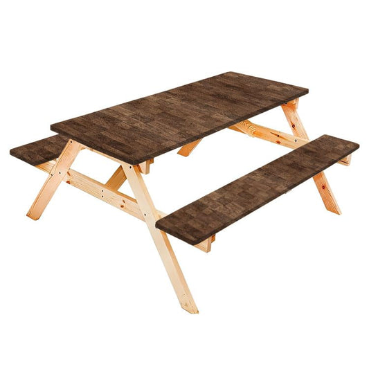 Hardwood Floor Texture Wooden Parquet Picnic Table Cover with Bench Covers Fitted Rectangle Tables and Seats Camping Picnic Essentials Accessories - color: Wooden Texture20