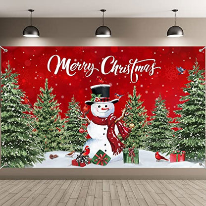Irenare Christmas Backdrop Merry Christmas Banner Party Decoration Xmas Photography Background Photo Props for Winter Holiday New Year Eve Family Party Decoration Supplies(Snowman) - style: Snowman