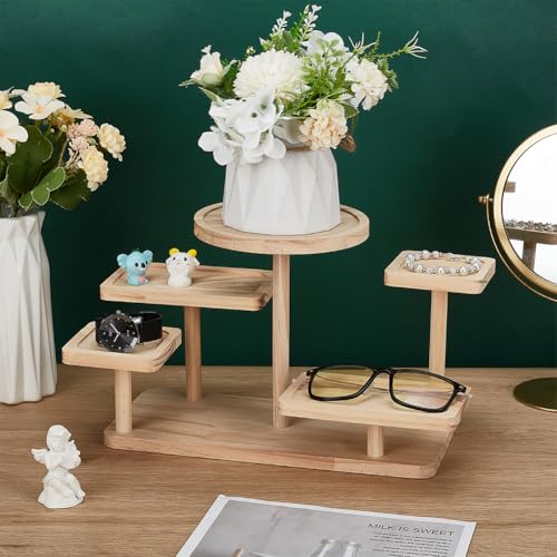 FINGERINSPIRE 5 Layer Wood Riser Stands Navajo White Tiered Display Rack Ladder Wood Display Stand Jewelry Stands Jewelry Organizer Holder for Jewelry Succulent Plants Home Decoration