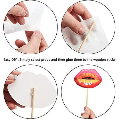 Gejoy 40 Pcs Graduation Photo Booth Props DIY Kit Funny Selfie Props Accessories Funny Mouth Lips Party Photo Booth Prop for Grad Wedding Prom Party Supplies Favors with Wood Stick