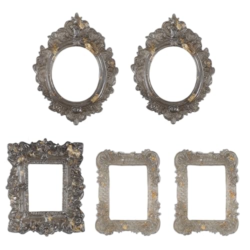 5 Pcs Miniature Picture Frames Vintage Dollhouse Photo Frames with Carved Black Edges for Wall Hanging Desktop Display Jewelry Showcase Miniature Props for Dollhouse Model Train Garden - color: Black
