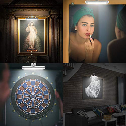 LUXSWAY Wireless Picture Frame Led Lighting,Rechargeable Art Display Lighting Clip on Pictures,Over Painting Lights,Artwork Lamp with Flexible Neck,28 LEDs 3 Lighting Modes 200 LM-Silver - color: M Silver, size: Rechargeable-3 Mode-Flexible Neck