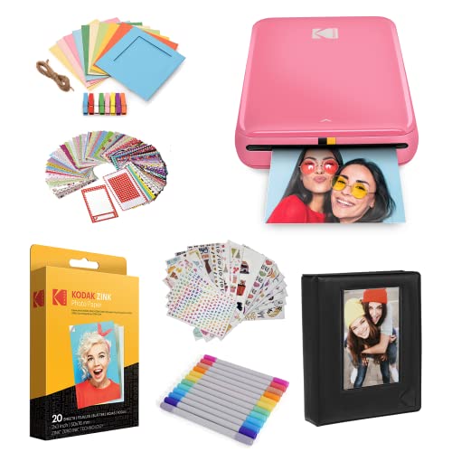 Kodak Step Instant Color Photo Printer with Bluetooth/NFC, ZINK Technology & Kodak App for iOS & Android (Pink) Starter Bundle - color: Pink, style: Starter Bundle