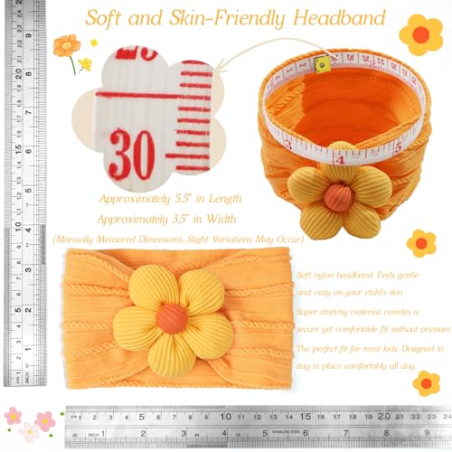 CÉLLOT 5 Pcs Baby Flower Headbands Baby Girls Nylon Headbands Soft Hairbands Hair Accessories for Newborn Infant Toddler Kids(Spring Summer Vibe) - color: Yellow+Green+Sky Blue+Purple+Hotpink