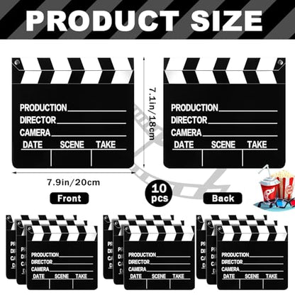 BBTO 10 Pieces Movie Film Clap Board, 7 x 8 Inch Cardboard Movie Clapboard Directors Clapper Writable Cut Action Scene Board for Movies Films Photo Props (Double-Sided Printing,Black and White) - color: Black and White, style: Double-sided Printing