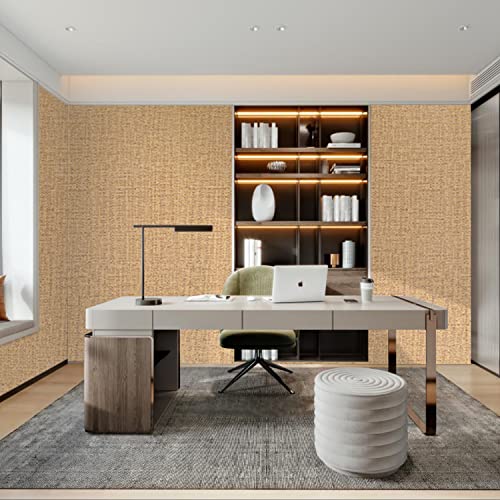 Peel and Stick Wallpaper Orange Grass Cloth Wall Paper - 15.7 x 98 Inch Self Adhesive Wallpaper Peel and Stick, Easy to Paste Wall Contact Paper for Stand Liner, Table and Door Makeover Decor - color: Linen Orange, size: 15.7" x 98"