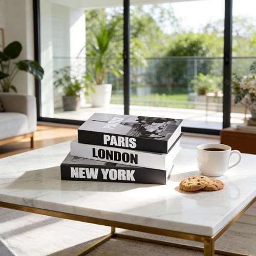 3 PCS Faux Decorative Books for Home Decor-Coffee Table Books Decor-Aesthetic Fake/Faux Books (3-Paris London New York Shipaitu 2-liti) - color: 3-paris London New York Shipaitu 2-liti