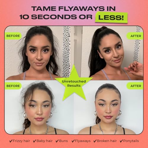 INH Hair Mascara for Flyaways | Quick Slick Hair Finishing Stick for Flyaways, Frizz Control, & Slick Back Look | Non Greasy & Non Comedogenic Smoothing Serum & Frizz Tamer Wand | Peach Tart, 18ml