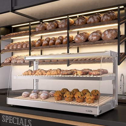 KoolMore 40 in. Glass Countertop Dry Bakery Display Case with Two Shelves and Bamboo Trays (DC-53C-B) - size: 40 in. - 2 Shelves