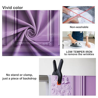 Fantasy Purple Wall Backdrop 5x3ft Elegant Living Room Wall Inside Photography Background European Style Royal Violet Boudoir Photoshoot for Wedding Birthday Girls Women Video Webcast Prop - color: purple, size: 5x3ft