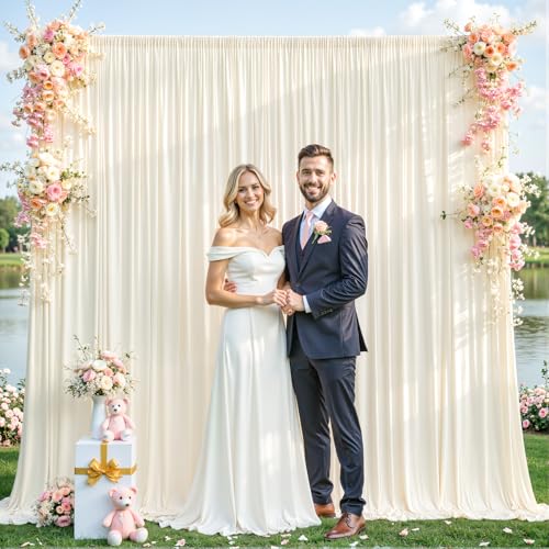 10ft x 10ft Champagne Backdrop Curtain for Baby Shower Wrinkle Free Backdrop Drapes Panels for Parties Wedding Bridal Shower Birthday Photo Photography Polyester Fabric Background Decoration - color: Champagne, size: 10FTx10FT (W5'xH10', 2 Panels)