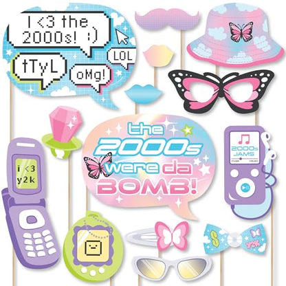 Big Dot of Happiness 00s Y2K - 2000s Party Photo Booth Props Kit - 20 Count - color: 00s Y2k