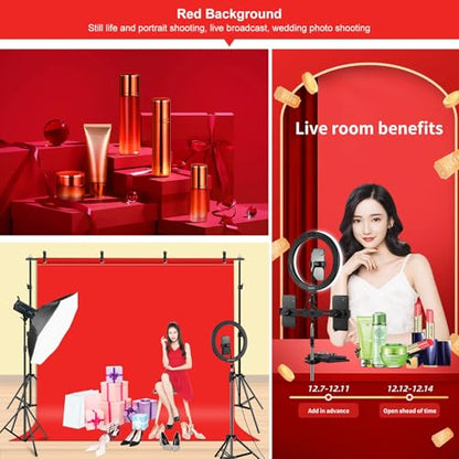 PULUZ Photo Background Support System with 9.5x6.5ft/300x200cm Backdrop Stand Kit, Portable greenscreen Background and Blue Red Backdrop for Photography, Video Shooting, Live Streaming, Party - size: 9.5x6.5 Ft Backdrop Kit