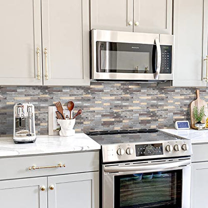 STICKGOO Peel and Stick Backsplash, PVC Wall Tiles Stick on Backsplash for Kitchen(1 Sheet, Distressed Wood with Metal Gold) - color: Distressed Wood with Metal Gold