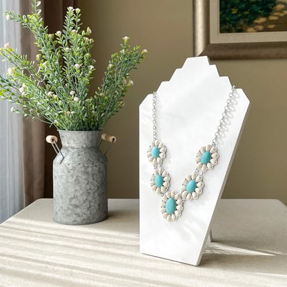 Ikee Design 2pcs Set Wood Jewelry Display Bust with Easel for 3 Necklaces, Wash White Color, ‎8.3" W x 4.3" D x 13" H - color: Wash White