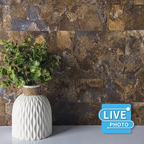 Art3d 102-Piece Peel and Stick Tile Backsplash for Kitchen Bathroom, 3in. × 6in. Stick on Subway Tile Rust Slate - color: Rust-slate