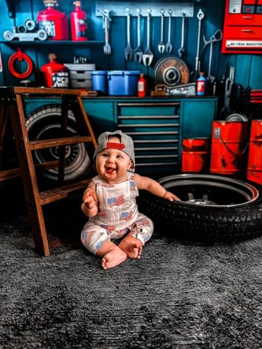 Kate Kate Modern Garage Backdrop for Photography Tool Holder and Tires Red Tanker Interior Background Photo Studio Props 10x8ft - size: 10x8ft