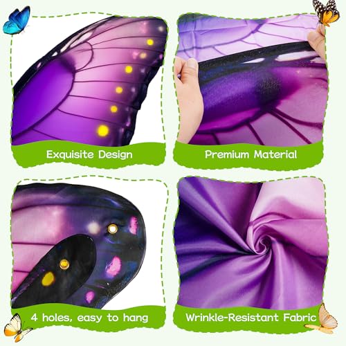 CHEPULA Butterfly Wings Backdrop Decoration Halloween Large Monarch Butterfly Photograph Background, 70.8in * 62.9in, Purple - color: Purple