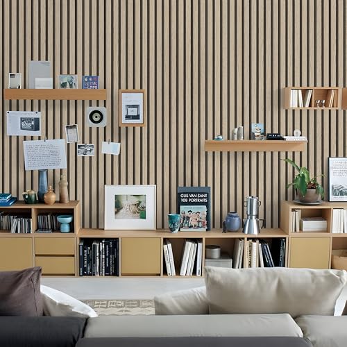 myforHD Wallpaper Peel and Stick Wood Grating Stripe Self-Adhesive Wallpaper Faux Wood Contact Paper Wood Slats Self Adhesive Wall Paper PVC Vinyl Film Removable Waterproof 17.3" x 236" - color: Wood G, size: 17.3" x 236.2"