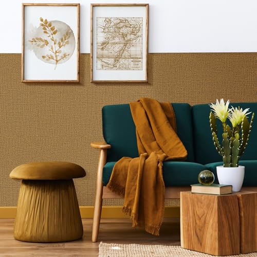 WADILE Grasscloth Peel and Stick Wallpaper 15.7in x 78.7in, Textured Contact Paper for Cabinets, Faux Linen Wall Paper Pull and Stick, Fabric Vinyl Wallpaper Self Adhesive Coffee - color: Coffee, size: 15.7" x 78.7"