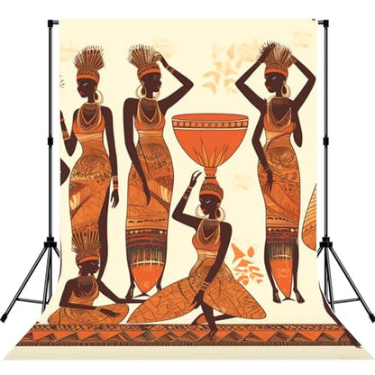 African Tribal Woman Backdrop Background for Photography 5x7ft Photobooth Professional Photo Backdrop Curtains Video Photography Studio Photo Backgrounds Banner Booth Background Screen Parties - color: African Tribal Woman