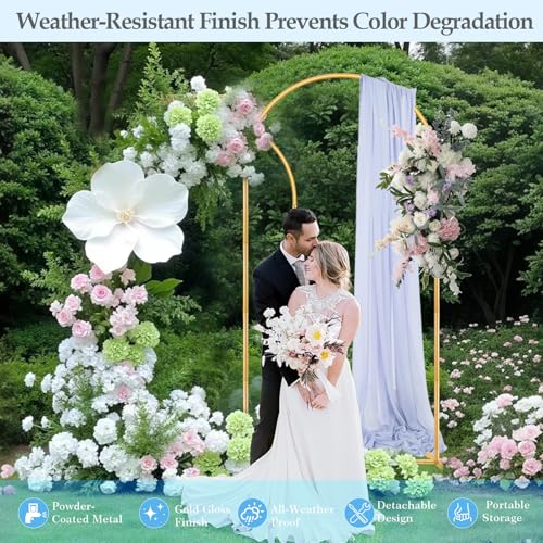 Arch Backdrop Stand, 7.2FT 6FT Wedding Arch Gold Set of 2, Metal Balloon Arch Kit Stand with Base for Gender Reveal Ceremony Birthday Anniversary Bridal Graduation Party Event Background Decoration - size: 7.2FT+6FT