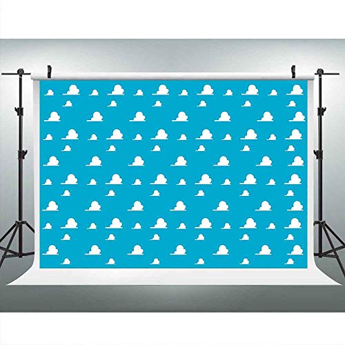Blue Toy Backdrops for Photography 9x6FT White Clouds Wall Paper Photo Backgrounds for Children Kids Birthday Themed Party Photo Booth Props LUGE081 - size: vinyl-9x6ft