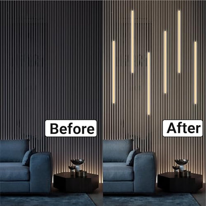 HAMRVL LED Recessed Lighting Wall Panel Lights - 6pcs 16-Inch 4000K Natural White Slat Wall Lights with Touch Switch, Self-Adhesive Dimmable LED Panel Light Strips for Acoustic Panels, Living Rooms - color: Silver - Natural White 4000k, size: 16inch - 6Pa