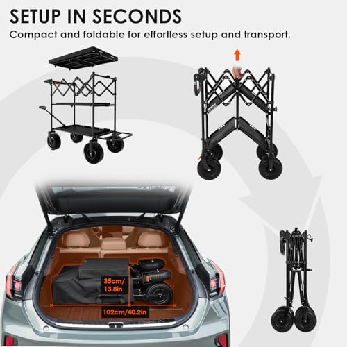 TARION Video Production Camera Cart - Foldable Photography Dolly with Inflatable Rubber Wheels and Wider Top Shelf - Heavy Duty Mobile Workstation with Storage Bins for Film Crew - Titanrig Cart Pro - style: Titanrig Cart - Pro