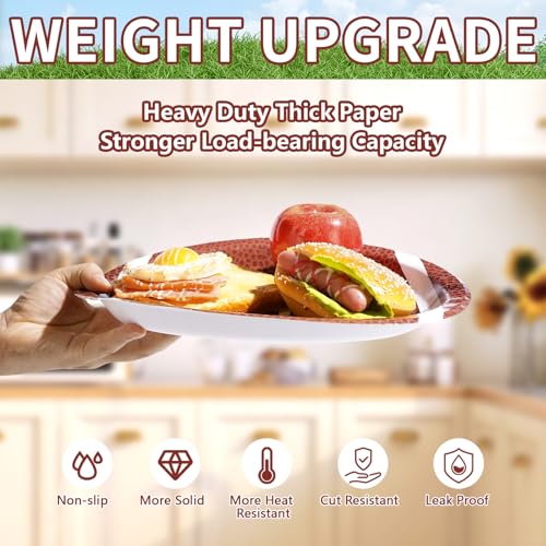 50Pcs Large Football Oval Plates 10"x12" Heavy Duty Football Food Plates Disposable Football Food Tray for Football Theme Party Supplies Sports Event Game Tailgate Carnivals Birthday Party Decorations - style: Football Oval Plates